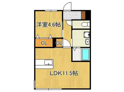 ラベンダー(1LDK/2階)の間取り写真