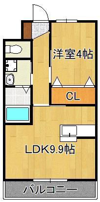 ラポール(1LDK/1階)の間取り写真