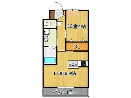 ラポール(1LDK/2階)の間取り写真