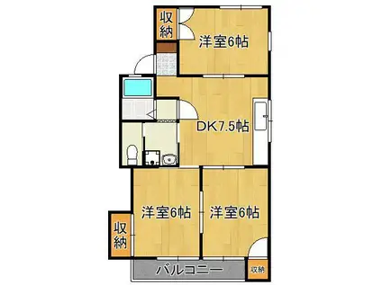 ケイオーハイツ(3DK/1階)の間取り写真