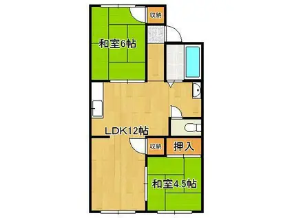 ユアーズビラ(2LDK/2階)の間取り写真