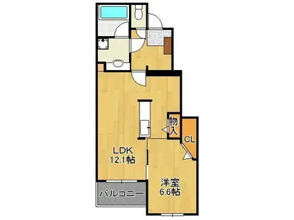 シェル フィーユ(1LDK/1階)の間取り写真