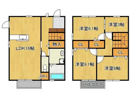 オリーブ学研台 D棟(4LDK/1階)の間取り写真