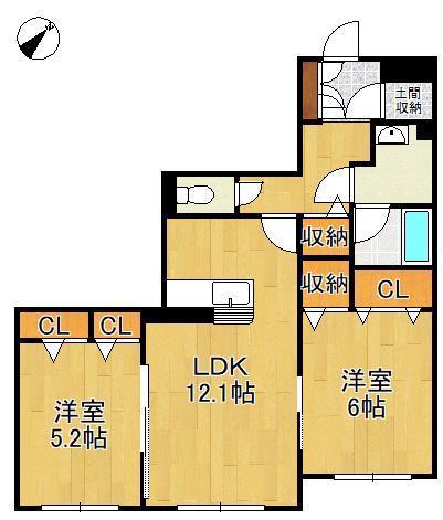 ロイヤルパーク本城(2LDK/1階)の間取り写真
