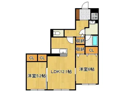 ロイヤルパーク本城(2LDK/3階)の間取り写真