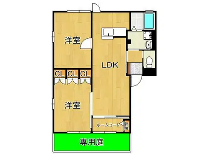 ひびきのハイム B棟(2LDK/1階)の間取り写真