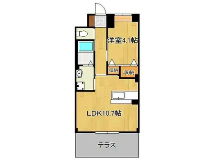 フローレンステラス(1LDK/1階)の間取り写真