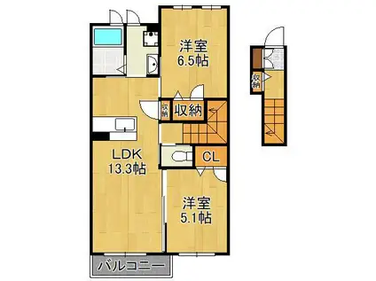 シャーメゾンリシェス2(2LDK/2階)の間取り写真