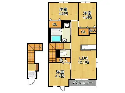 ルーク・マコーリー(3LDK/2階)の間取り写真