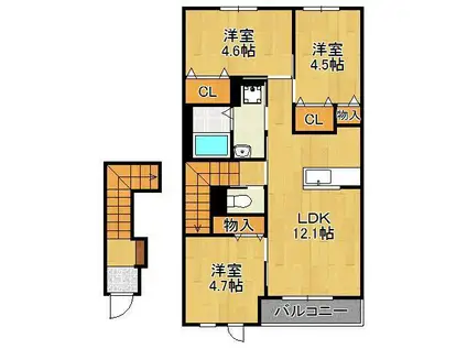 ルーク・マコーリー(3LDK/2階)の間取り写真