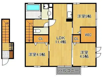 ヴィルヌーブ相坂 A棟(3LDK/2階)の間取り写真