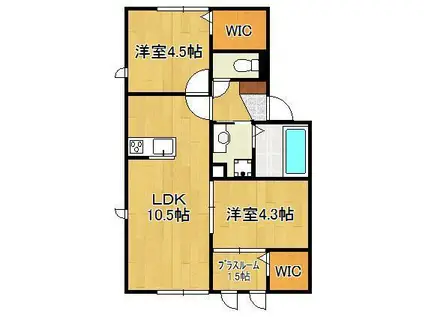 ロイヤルコート紬 A棟(2SLDK/2階)の間取り写真