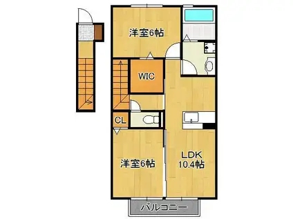 エスポワール(2LDK/2階)の間取り写真