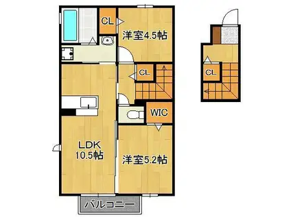 エスポワール(2LDK/2階)の間取り写真