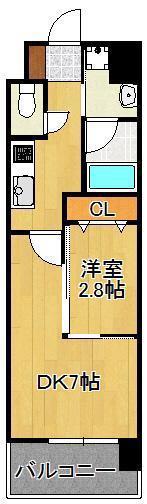コンダクトレジデンス折尾(1DK/7階)の間取り写真