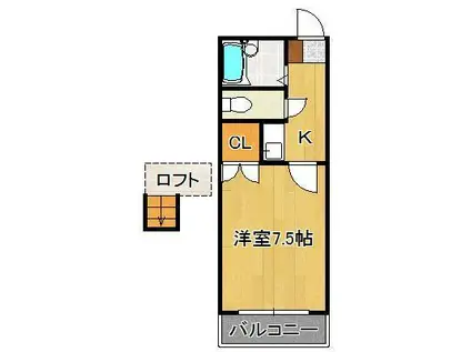 リバティ折尾(1K/1階)の間取り写真