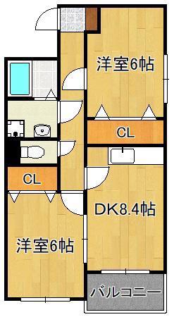 ダイヤモンドライフ(2DK/5階)の間取り写真