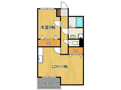 ダイヤモンドライフ(1LDK/4階)の間取り写真