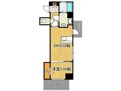 LEGEND113(1DK/9階)の間取り写真