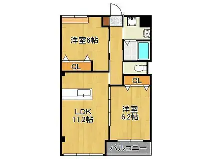 筑豊本線 本城駅 徒歩42分 3階建 築9年(2LDK/3階)の間取り写真