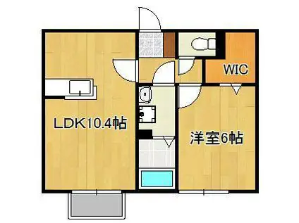 ソレールヴィラ2A棟(1LDK/1階)の間取り写真