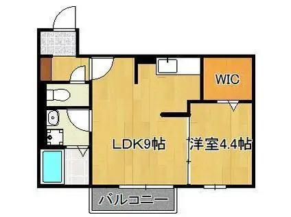 ソレールヴィラ2C棟(1LDK/1階)の間取り写真