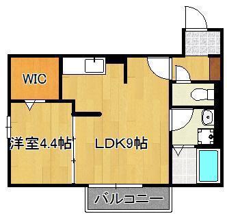 ソレールヴィラ2C棟(1LDK/1階)の間取り写真