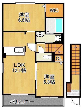 メゾンASA Ⅱ(2LDK/2階)の間取り写真