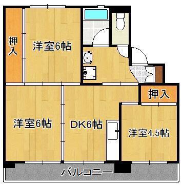 ビレッジハウス水巻 4号棟(3DK/4階)の間取り写真