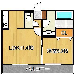 EXCUBE TAKASU サウス-COURT(1LDK/3階)の間取り写真