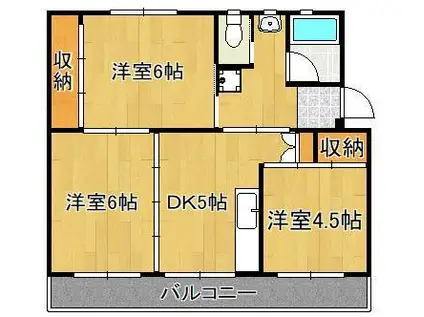 ビレッジハウス本城 2号棟(3DK/5階)の間取り写真