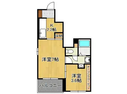 エスポワールB(1K/1階)の間取り写真