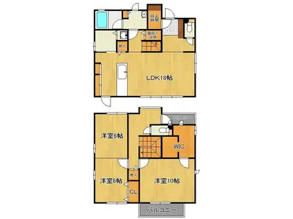 鹿児島本線 折尾駅 バス乗車時間：7分 九州共立大前バス停で下車 徒歩8分 2階建 築20年(3LDK)の間取り写真