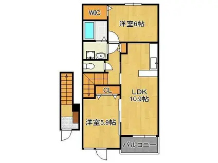 デイジーM Ⅲ(2LDK/2階)の間取り写真