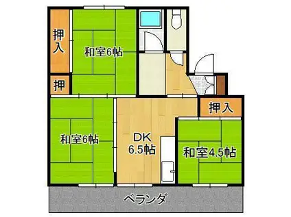 オアシス芦屋1号棟(3DK/5階)の間取り写真