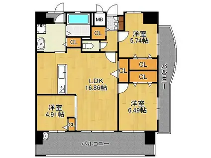 LEGEND157(3LDK/7階)の間取り写真