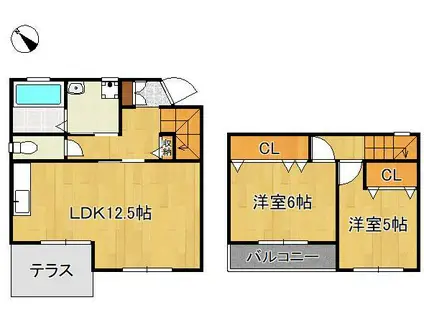 ガーデンコテージ A棟(2LDK/1階)の間取り写真