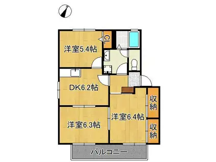 ディアスBEN水巻(3DK/2階)の間取り写真