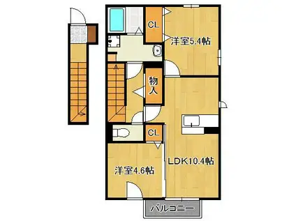 ブリーズメゾン B棟(2LDK/2階)の間取り写真