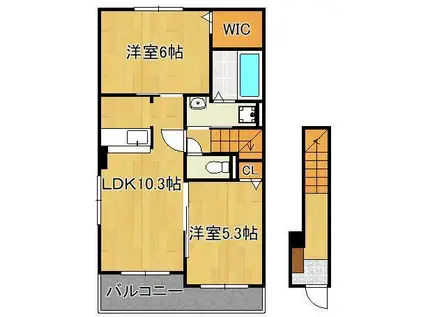 メゾンド・プチ・フルールⅩ(2LDK/2階)の間取り写真