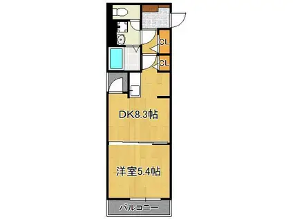 リグノ医生ヶ丘(1DK/4階)の間取り写真