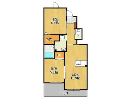 リベルテ(2LDK/1階)の間取り写真