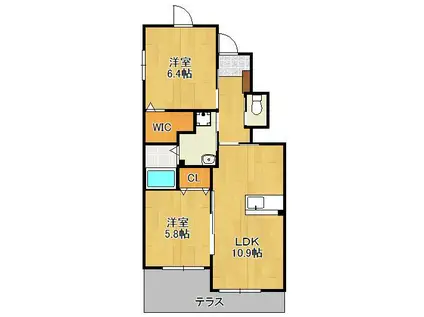 リベルテ(2LDK/1階)の間取り写真