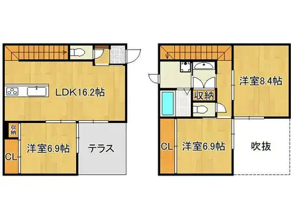 筑豊本線 本城駅 徒歩51分 2階建 築7年(3LDK)の間取り写真