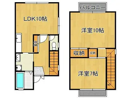 U-PALM F棟(2LDK/1階)の間取り写真
