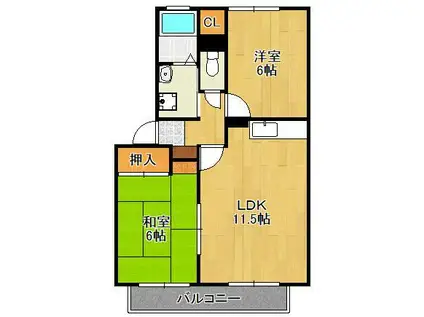 アルテールM(2LDK/1階)の間取り写真
