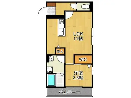 D-ROOM高須南(1LDK/3階)の間取り写真