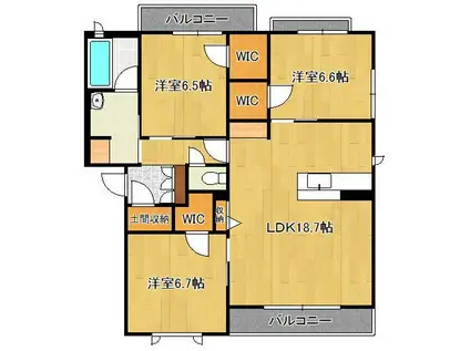 リバプール楠木(3LDK/3階)の間取り写真