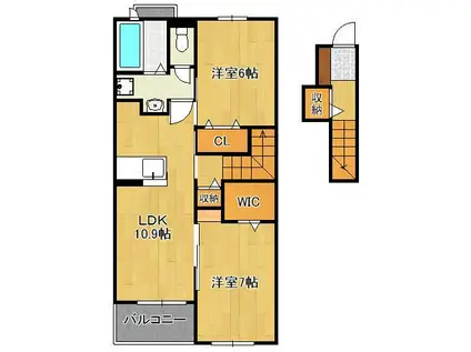 ボヌールB(2LDK/2階)の間取り写真