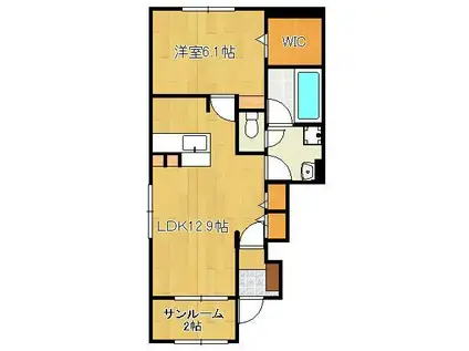 リバーサイドヴィラⅠ(1LDK/1階)の間取り写真